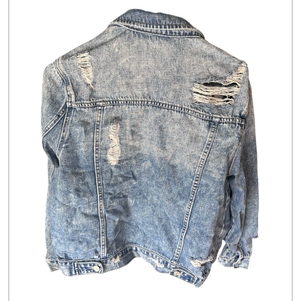 Distressed Light Wash Denim Jacket - Picture 2 of 3